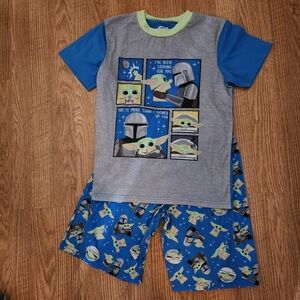 Star Wars Mandalorian blue and gray short sleeve pajama set Size L